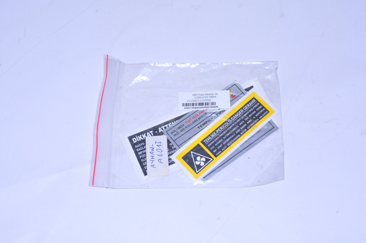 Panel Ön Etiketi Tk.Tempra-Tipo-Uno